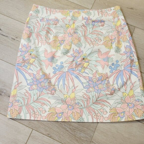 Talbots Pencil Skirt Ladies Petite 4 Pastel Colors Floral Jungle Parrot Tropical - Picture 5 of 5